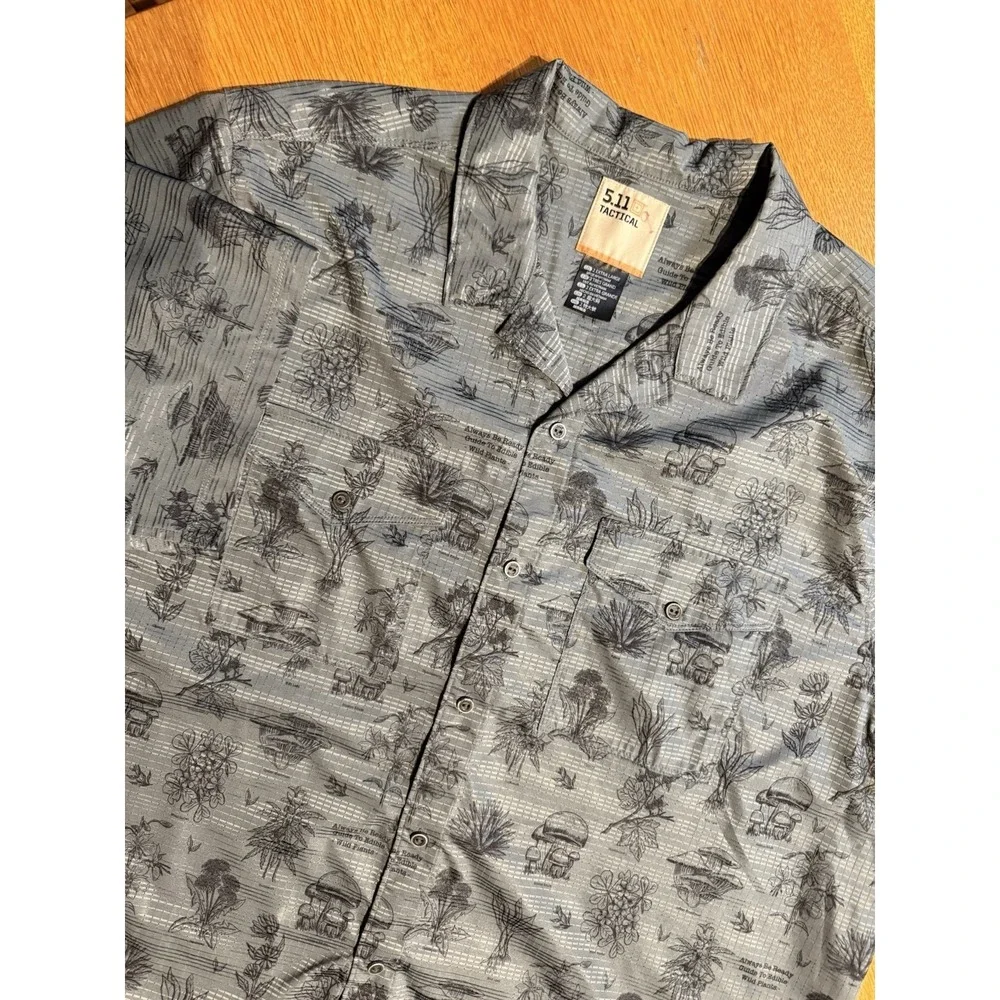 5.11 Tactical Shirt 2XL Blue Edible Plant AOP Snap Western Outdoor Utility - Picture 1 of 10